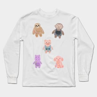 Cute floral animal sticker pack Long Sleeve T-Shirt